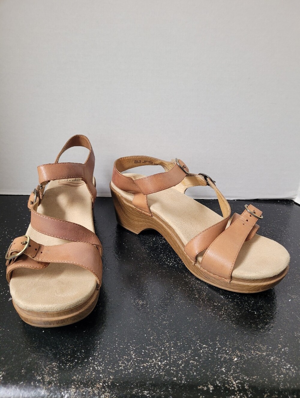 Dansko Sacha Tan Burnished Calf Leather Sandals